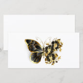 Gouden Bloem Vlinder met Zwarte Orchidee Aankondiging (Voorkant / Achterkant)
