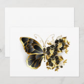 Gouden Bloem Vlinder met Zwarte Orchidee Advieskaart (Voorkant / Achterkant)
