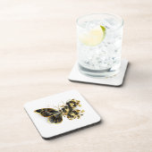 Gouden Bloem Vlinder met Zwarte Orchidee Bier Onderzetter (Rechterzijde)