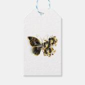 Gouden Bloem Vlinder met Zwarte Orchidee Cadeaulabel (Voorkant)