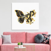 Gouden Bloem Vlinder met Zwarte Orchidee Canvas Afdruk (Insitu (Woonkamer))