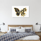 Gouden Bloem Vlinder met Zwarte Orchidee Canvas Afdruk (Insitu (Slaapkamer))