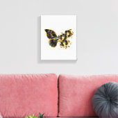 Gouden Bloem Vlinder met Zwarte Orchidee Canvas Afdruk (Insitu (Woonkamer))