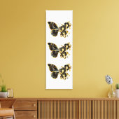 Gouden Bloem Vlinder met Zwarte Orchidee Canvas Afdruk (Insitu (Woonkamer))