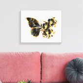 Gouden Bloem Vlinder met Zwarte Orchidee Canvas Afdruk (Insitu (Woonkamer))