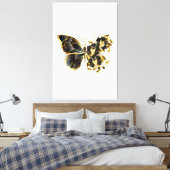 Gouden Bloem Vlinder met Zwarte Orchidee Canvas Afdruk (Insitu (Slaapkamer))