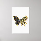 Gouden Bloem Vlinder met Zwarte Orchidee Canvas Afdruk (Voorkant)