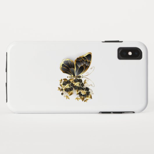 Gouden Bloem Vlinder met Zwarte Orchidee Case-Mate iPhone Case (Achterkant (horizontaal))