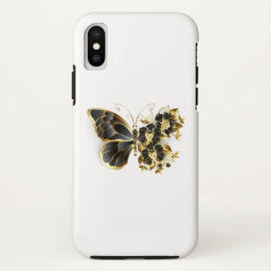 Gouden Bloem Vlinder met Zwarte Orchidee Case-Mate iPhone Case