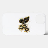 Gouden Bloem Vlinder met Zwarte Orchidee Case-Mate iPhone Case (Achterkant (horizontaal))