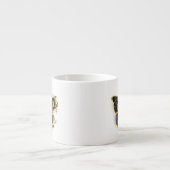 Gouden Bloem Vlinder met Zwarte Orchidee Espresso Kop (Voorkant)