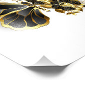 Gouden Bloem Vlinder met Zwarte Orchidee Foto Afdruk (Hoek)