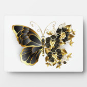 Gouden Bloem Vlinder met Zwarte Orchidee Fotoplaat (voorkant)