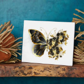 Gouden Bloem Vlinder met Zwarte Orchidee Fotoplaat (Zijkant)