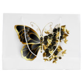 Gouden Bloem Vlinder met Zwarte Orchidee Groot Cadeauzakje (Achterkant)