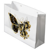 Gouden Bloem Vlinder met Zwarte Orchidee Groot Cadeauzakje (Voorkant Gekanteld)