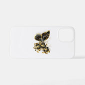 Gouden Bloem Vlinder met Zwarte Orchidee iPhone Hoesje (Achterkant horizontaal)