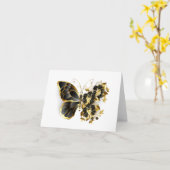 Gouden Bloem Vlinder met Zwarte Orchidee Kaart (Gele Bloem)