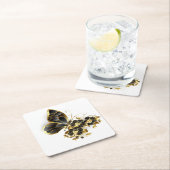 Gouden Bloem Vlinder met Zwarte Orchidee Kartonnen Onderzetters (Insitu)