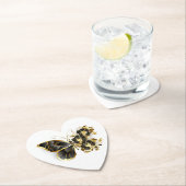 Gouden Bloem Vlinder met Zwarte Orchidee Kartonnen Onderzetters (Insitu)