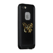 Gouden Bloem Vlinder met Zwarte Orchidee LifeProof iPhone Hoesje (Achterkant / rechts)