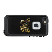 Gouden Bloem Vlinder met Zwarte Orchidee LifeProof iPhone Hoesje (Achterkant (horizontaal))