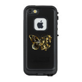 Gouden Bloem Vlinder met Zwarte Orchidee LifeProof iPhone Hoesje (Achterkant)