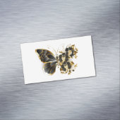 Gouden Bloem Vlinder met Zwarte Orchidee Magnetisch Visitekaartje (Voorbeeld)