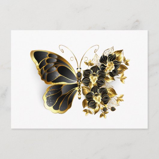 Gouden Bloem Vlinder met Zwarte Orchidee Menu (Voorkant)