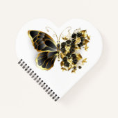 Gouden Bloem Vlinder met Zwarte Orchidee Notitieboek (Voorkant)