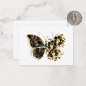Gouden Bloem Vlinder met Zwarte Orchidee Notitiekaartje (Voorkant / Achterkant in situ)