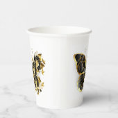 Gouden Bloem Vlinder met Zwarte Orchidee Papieren Bekers (Rechts)