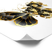 Gouden Bloem Vlinder met Zwarte Orchidee Poster (Hoek)
