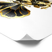 Gouden Bloem Vlinder met Zwarte Orchidee Poster (Hoek)