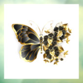 Gouden Bloem Vlinder met Zwarte Orchidee Raamsticker (Vel 3)