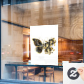 Gouden Bloem Vlinder met Zwarte Orchidee Raamsticker (Cafe Raam)