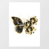 Gouden Bloem Vlinder met Zwarte Orchidee Raamsticker (Vel)