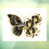 Gouden Bloem Vlinder met Zwarte Orchidee Raamsticker (Vel 3)
