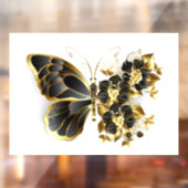 Gouden Bloem Vlinder met Zwarte Orchidee Raamsticker (Vel 2)