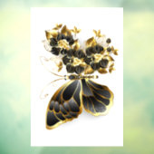 Gouden Bloem Vlinder met Zwarte Orchidee Raamsticker (Vel 3)