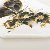 Gouden Bloem Vlinder met Zwarte Orchidee Sherpa Deken (3/4)