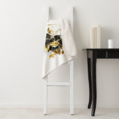 Gouden Bloem Vlinder met Zwarte Orchidee Sherpa Deken (In situ)