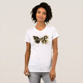 Gouden Bloem Vlinder met Zwarte Orchidee T-shirt (Voorkant volledig)