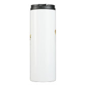 Gouden Bloem Vlinder met Zwarte Orchidee Thermosbeker (Achterkant)