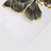 Gouden Bloem Vlinder met Zwarte Orchidee Tissuepapier (Detail)