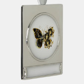 Gouden Bloem Vlinder met Zwarte Orchidee Verzilverd Banner Ornament (Rechts)