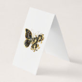 Gouden Bloem Vlinder met Zwarte Orchidee Visitekaartje (Voorkant)