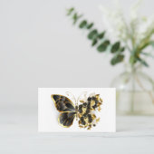 Gouden Bloem Vlinder met Zwarte Orchidee Visitekaartje (Staand voorkant)