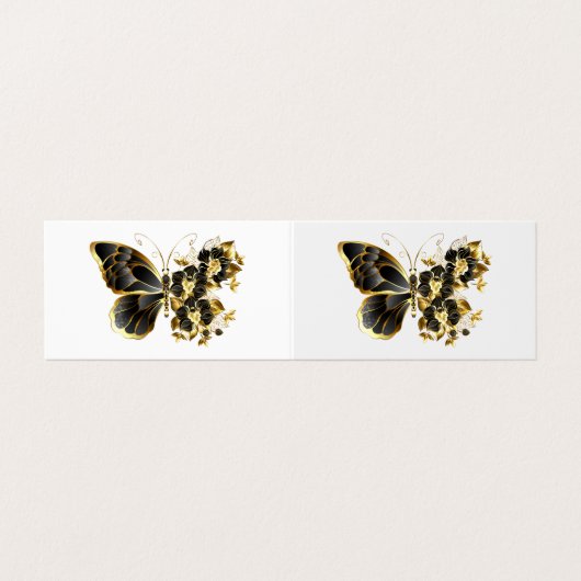 Gouden Bloem Vlinder met Zwarte Orchidee Visitekaartje (Buitenkant ongevouwen)