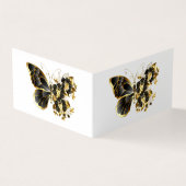 Gouden Bloem Vlinder met Zwarte Orchidee Visitekaartje (Buitenkant)